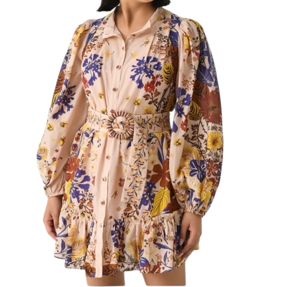 Farm Rio Pink Beauty Bouquet Puff Sleeve Mini Dress Small New with Tag